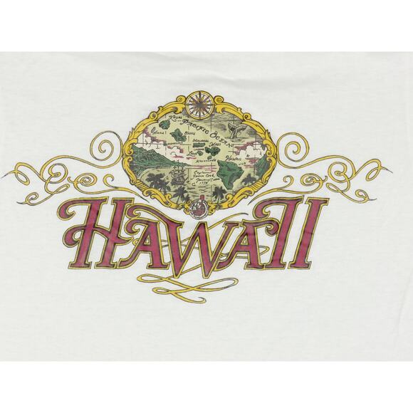 Vintage Hawaii Map Tourist Souvenir Traveler USA Made Single Stitch T Shirt Tee - Picture 5 of 5